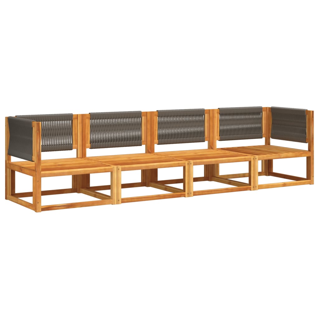 vidaXL 4-tlg. Gartensofa-Set mit Kissen Holz Akazie & Seil