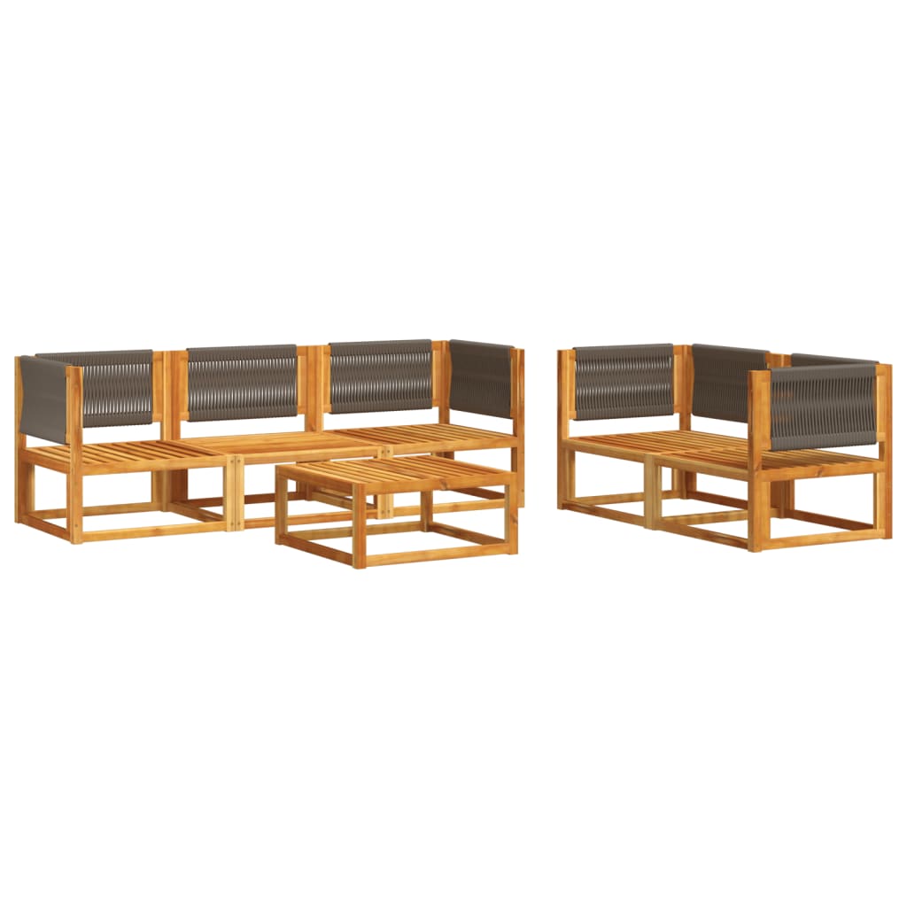 vidaXL 6-tlg. Gartensofa-Set mit Kissen Holz Akazie & Seil
