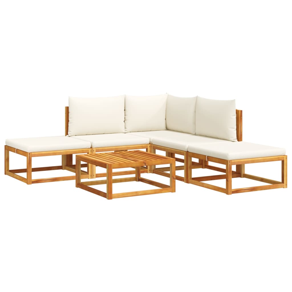 vidaXL 6-tlg. Gartensofa-Set mit Kissen Holz Akazie & Seil