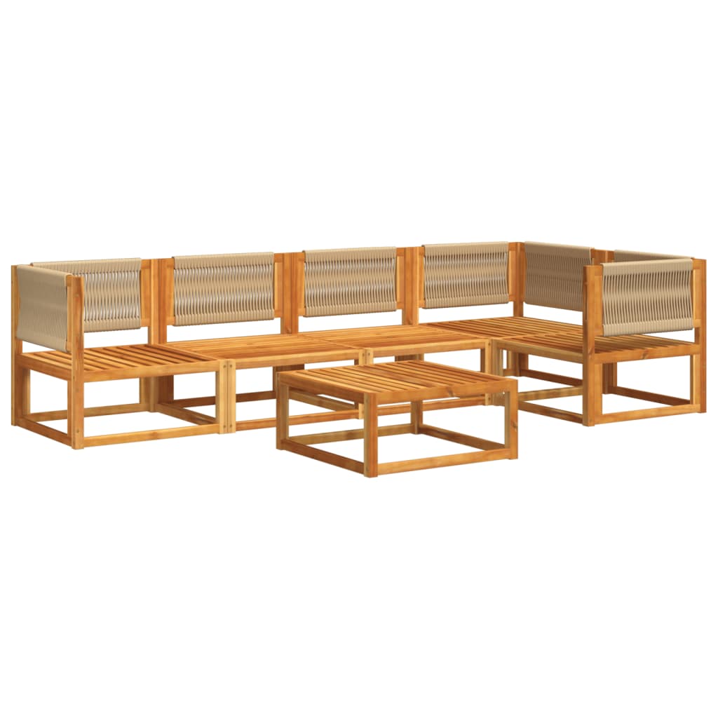 vidaXL 6-tlg. Gartensofa-Set mit Kissen Holz Akazie & Seil