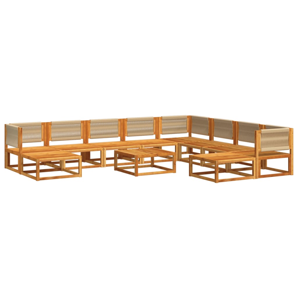 vidaXL 11-tlg. Gartensofa-Set mit Kissen Holz Akazie & Seil