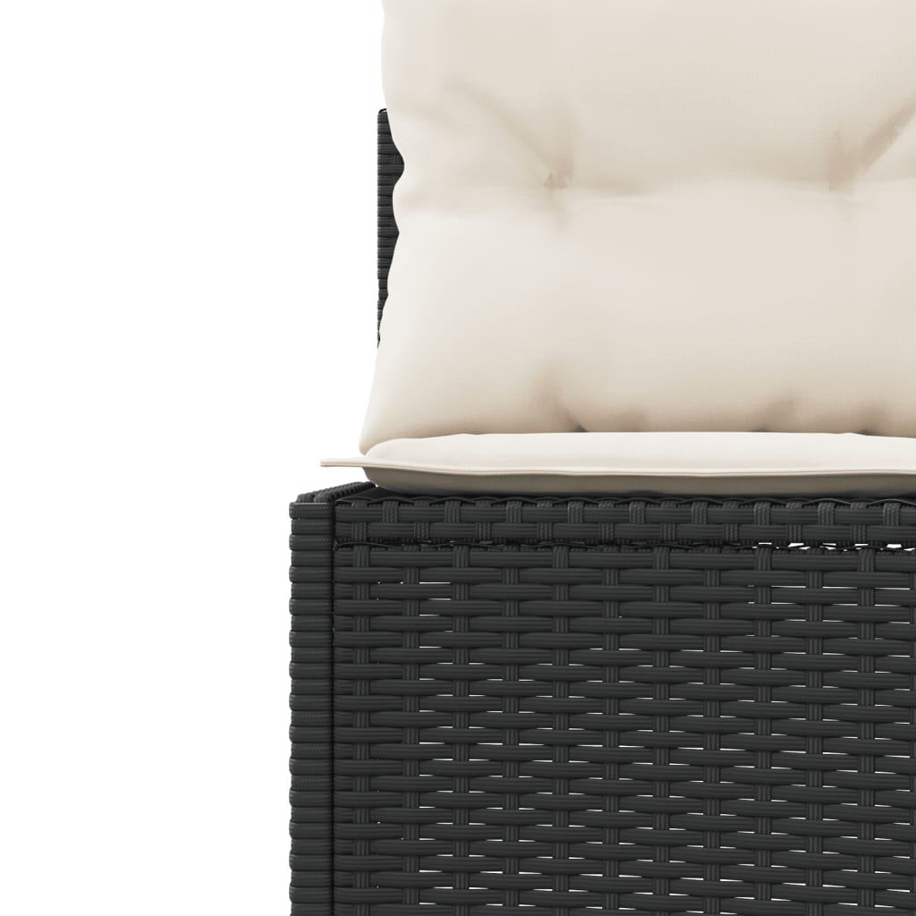 vidaXL Gartensofa mit Kissen Rund Schwarz Poly-Rattan