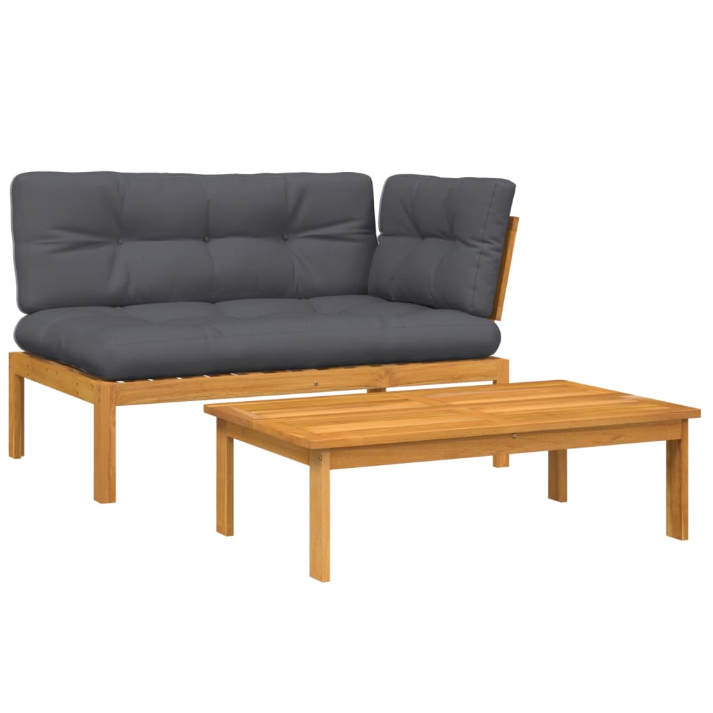 vidaXL 2-tlg. Garten-Sofagarnitur aus Paletten mit Kissen Akazienholz