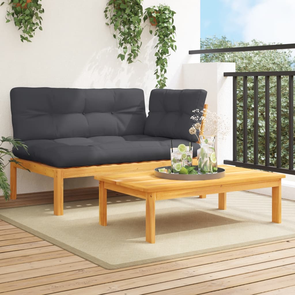vidaXL 2-tlg. Garten-Sofagarnitur aus Paletten mit Kissen Akazienholz