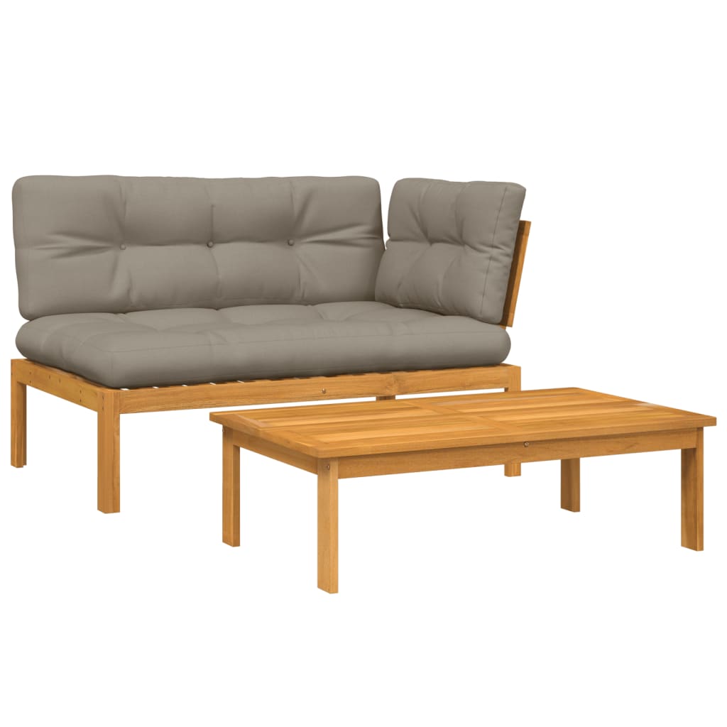 vidaXL 2-tlg. Garten-Sofagarnitur aus Paletten mit Kissen Akazienholz