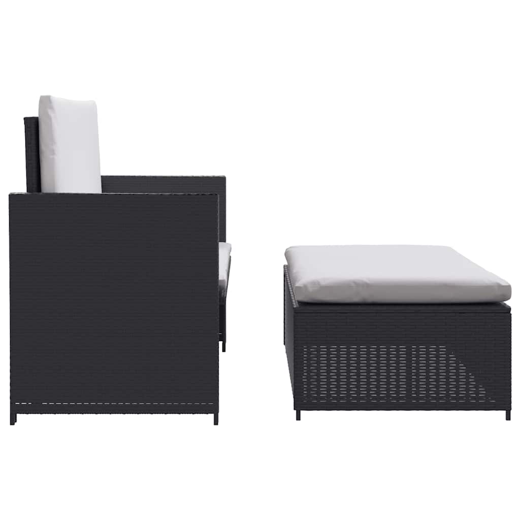 vidaXL 2-tlg. Garten-Lounge-Set mit Auflagen Poly Rattan Schwarz