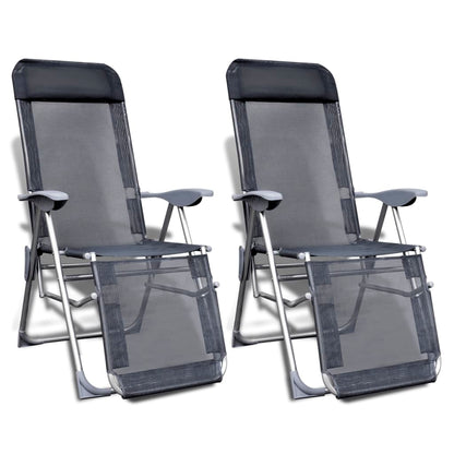 Klappbare einstellbare Campingstühle mit Fußstütze Aluminium 2er-Set