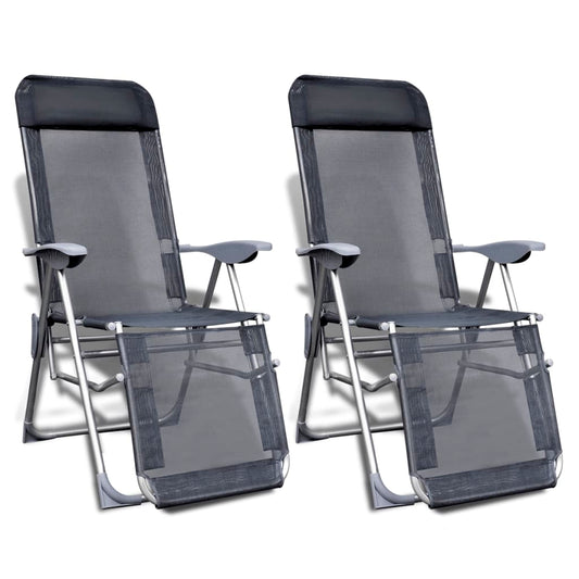 Klappbare einstellbare Campingstühle mit Fußstütze Aluminium 2er-Set