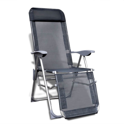Klappbare einstellbare Campingstühle mit Fußstütze Aluminium 2er-Set