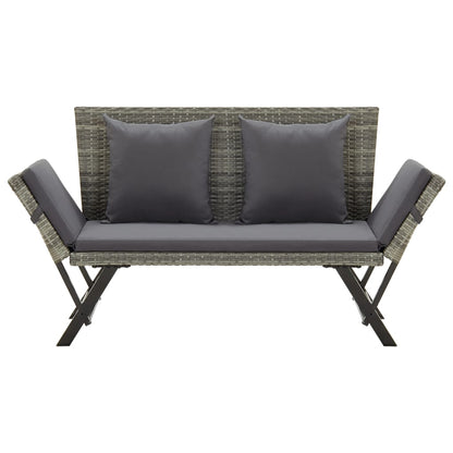 vidaXL Gartenbank mit Auflagen 176 cm Grau Poly Rattan