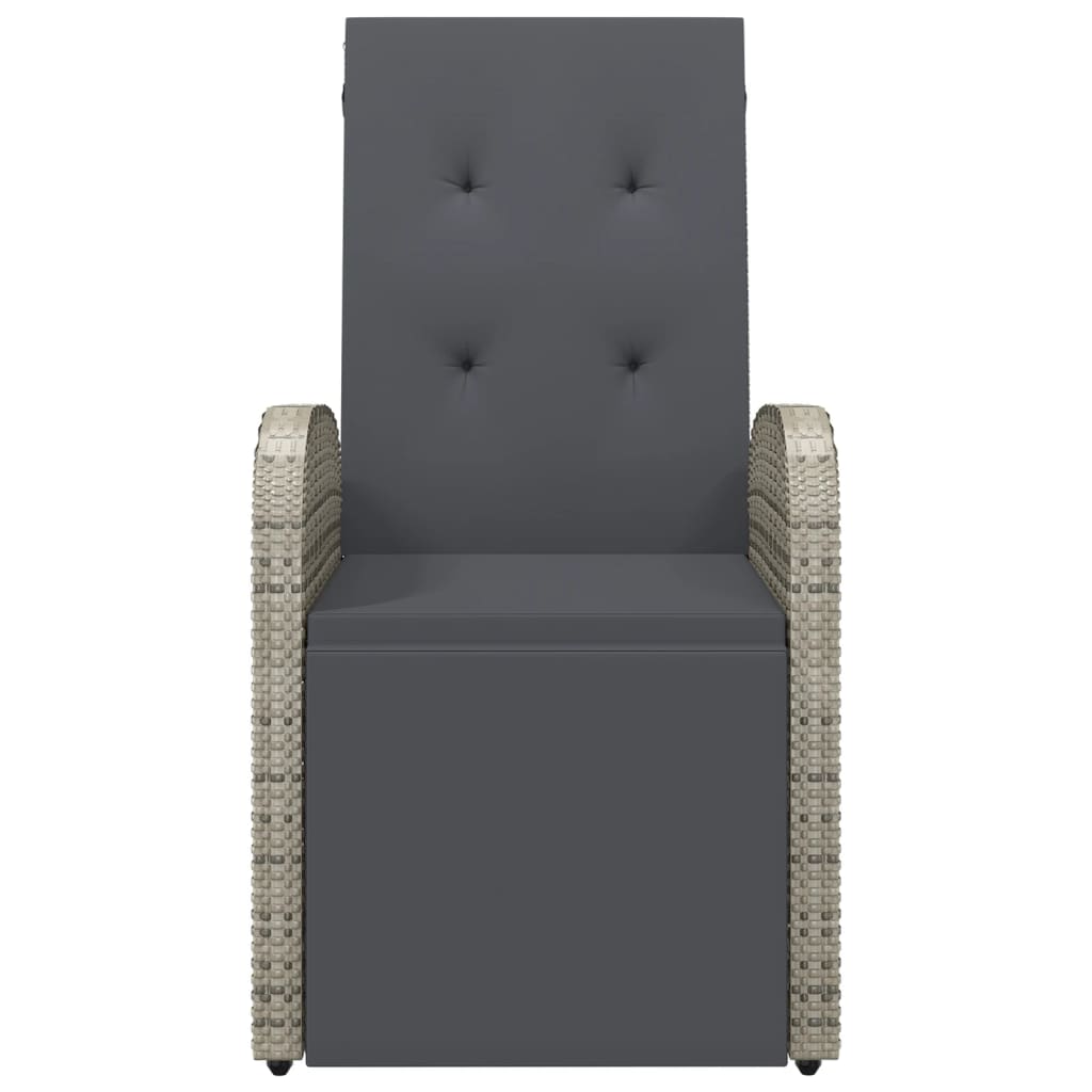 vidaXL Garten-Liegestuhl mit Auflage Poly Rattan Grau