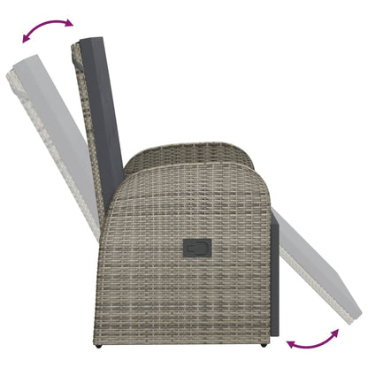 vidaXL Garten-Liegestuhl mit Auflage Poly Rattan Grau