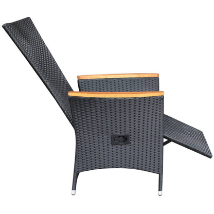 vidaXL Garten-Liegestühle 2 Stk. mit Auflagen Poly Rattan Schwarz