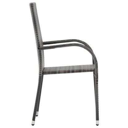vidaXL Gartenstühle Stapelbar 2 Stk. Grau Poly Rattan