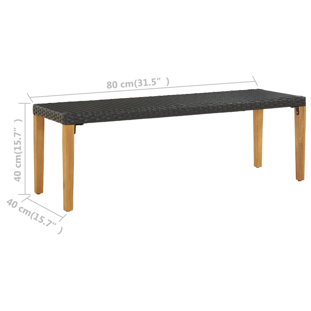 vidaXL Gartenbank 80 cm Poly Rattan Schwarz