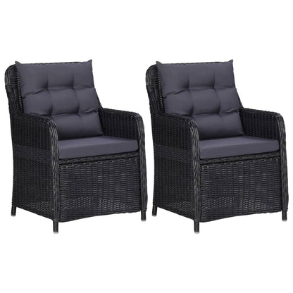 vidaXL Gartenstühle 2 Stk. mit Auflagen Poly Rattan Schwarz