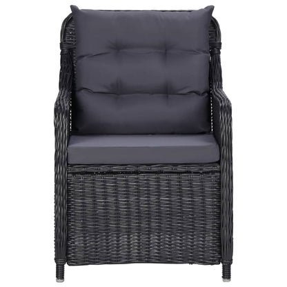vidaXL Gartenstühle 2 Stk. mit Auflagen Poly Rattan Schwarz