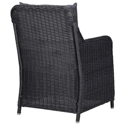 vidaXL Gartenstühle 2 Stk. mit Auflagen Poly Rattan Schwarz