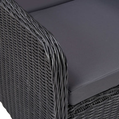 vidaXL Gartenstühle 2 Stk. mit Auflagen Poly Rattan Schwarz