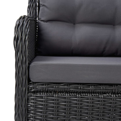 vidaXL Gartenstühle 2 Stk. mit Auflagen Poly Rattan Schwarz