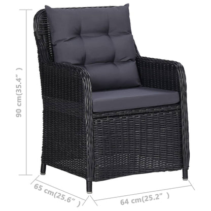 vidaXL Gartenstühle 2 Stk. mit Auflagen Poly Rattan Schwarz