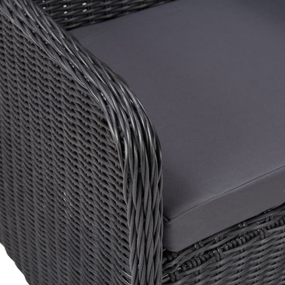 vidaXL 3-tlg. Garten-Bistro-Set mit Auflagen Poly Rattan Schwarz