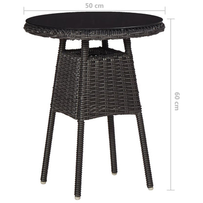 vidaXL Gartenstühle 2 Stk. mit Teetisch Poly Rattan Schwarz