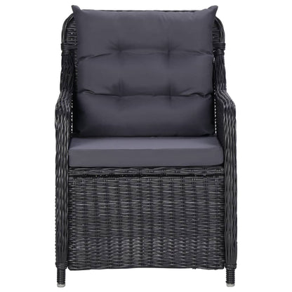 vidaXL Gartenstühle 2 Stk. mit Teetisch Poly Rattan Schwarz