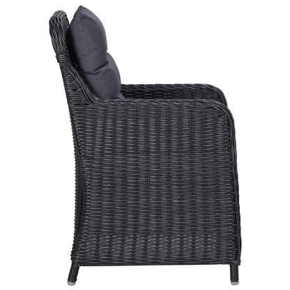 vidaXL Gartenstühle 2 Stk. mit Teetisch Poly Rattan Schwarz