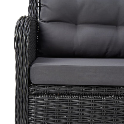 vidaXL Gartenstühle 2 Stk. mit Teetisch Poly Rattan Schwarz