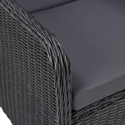 vidaXL Gartenstühle 2 Stk. mit Teetisch Poly Rattan Schwarz