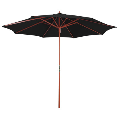 vidaXL Sonnenschirm mit Holz-Mast 300x258 cm Schwarz