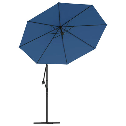 vidaXL Ampelschirm mit LED-Beleuchtung und Stahl-Mast 300 cm Azurblau