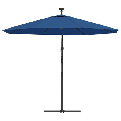 vidaXL Ampelschirm mit LED-Beleuchtung und Stahl-Mast 300 cm Azurblau