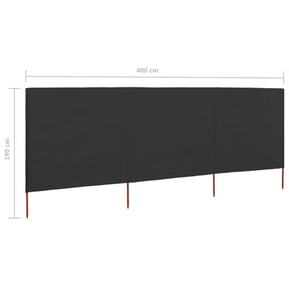 vidaXL 3-teiliges Windschutzgewebe 400 x 160 cm Anthrazit