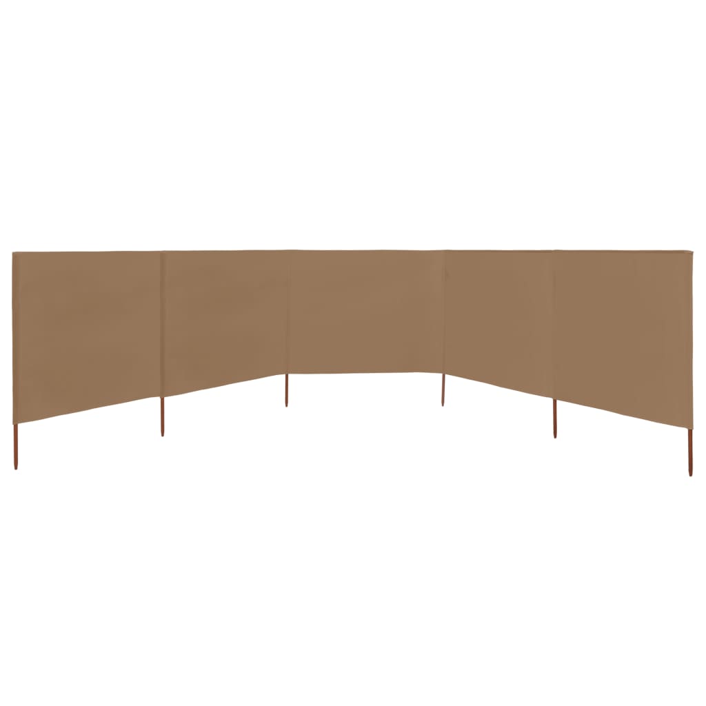 vidaXL 5-teiliges Windschutzgewebe 600 x 80 cm Taupe