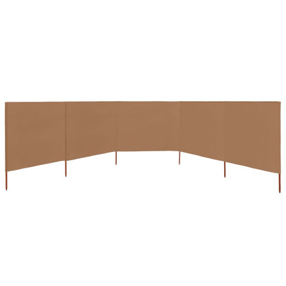 vidaXL 5-teiliges Windschutzgewebe 600 x 80 cm Taupe