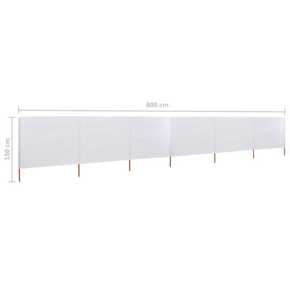 vidaXL 6-teiliges Windschutzgewebe 800 x 120 cm Sandweiß