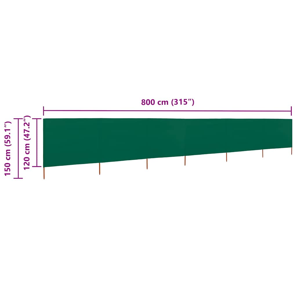 vidaXL 6-teiliges Windschutzgewebe 800 x 120 cm Grün