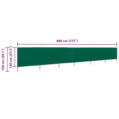 vidaXL 6-teiliges Windschutzgewebe 800 x 120 cm Grün