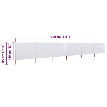 vidaXL 6-teiliges Windschutzgewebe 800 x 160 cm Sandweiß
