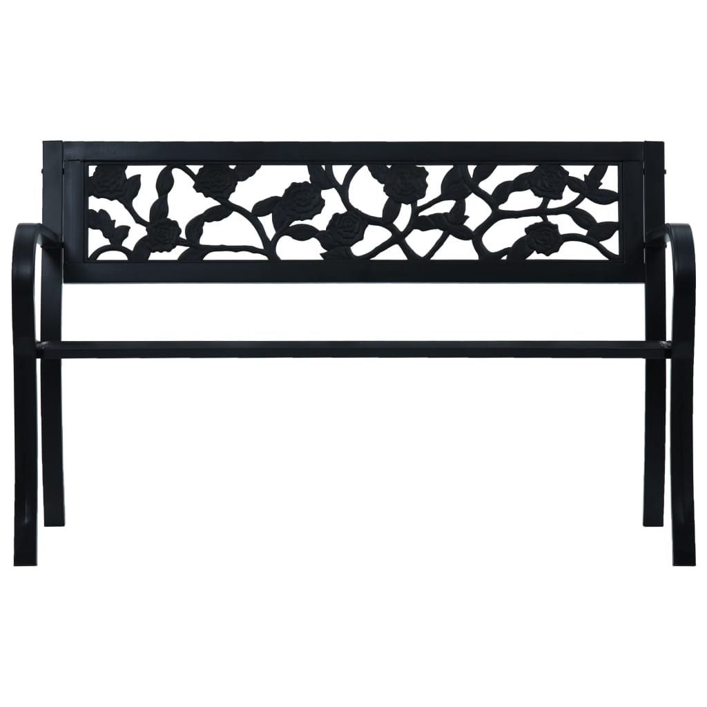 vidaXL Gartenbank 125 cm Schwarz Stahl