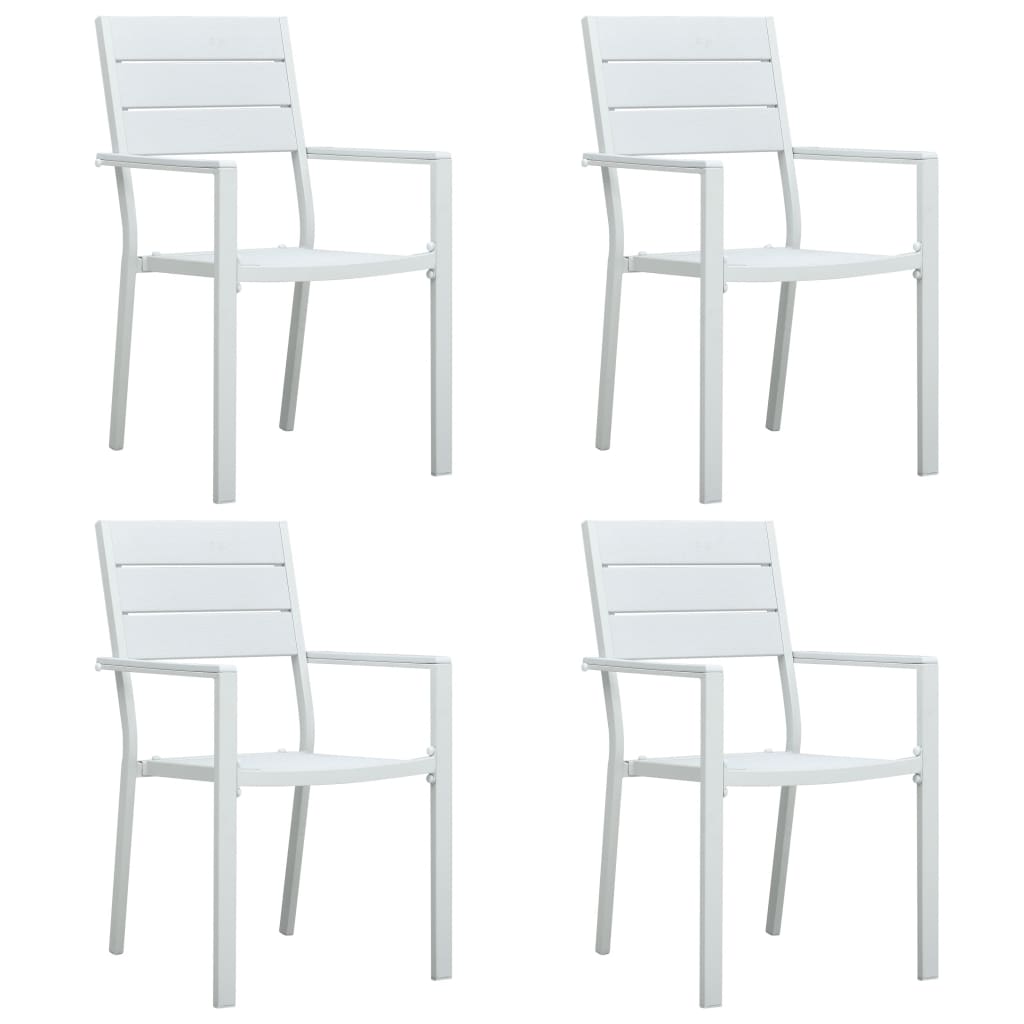 vidaXL Gartenstühle 4 Stk. Weiß HDPE Holz-Optik