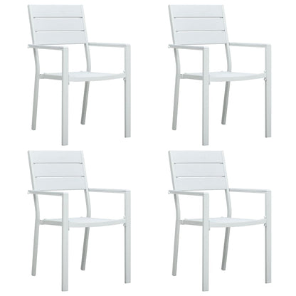 vidaXL Gartenstühle 4 Stk. Weiß HDPE Holz-Optik