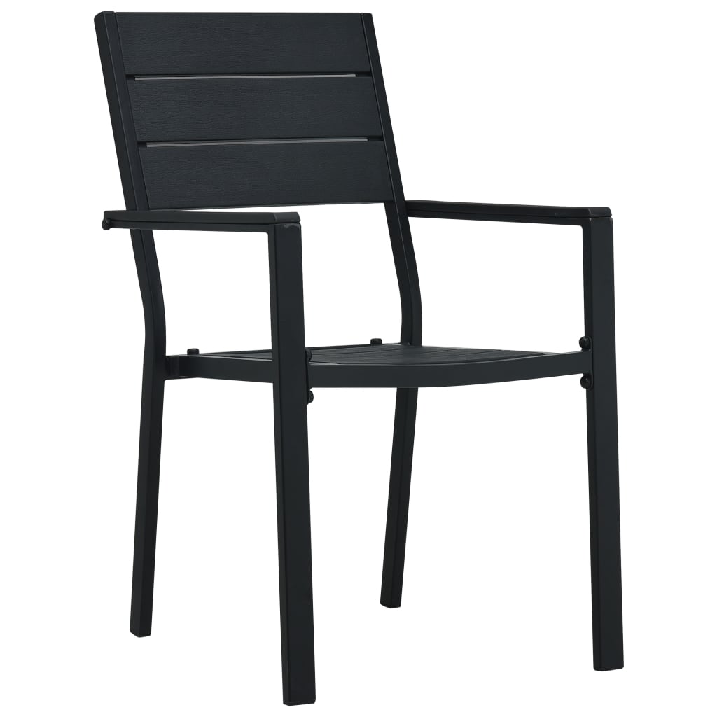 vidaXL Gartenstühle 4 Stk. Schwarz HDPE Holz-Optik