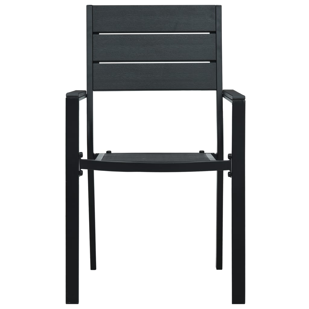 vidaXL Gartenstühle 4 Stk. Schwarz HDPE Holz-Optik