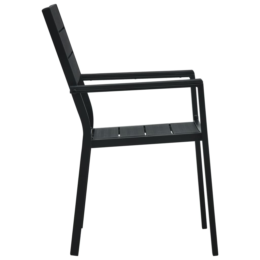 vidaXL Gartenstühle 4 Stk. Schwarz HDPE Holz-Optik