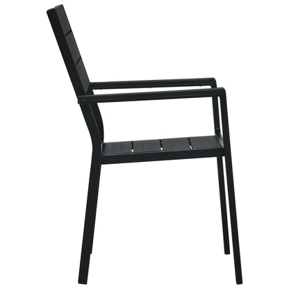 vidaXL Gartenstühle 4 Stk. Schwarz HDPE Holz-Optik