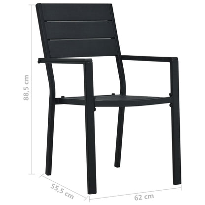 vidaXL Gartenstühle 4 Stk. Schwarz HDPE Holz-Optik