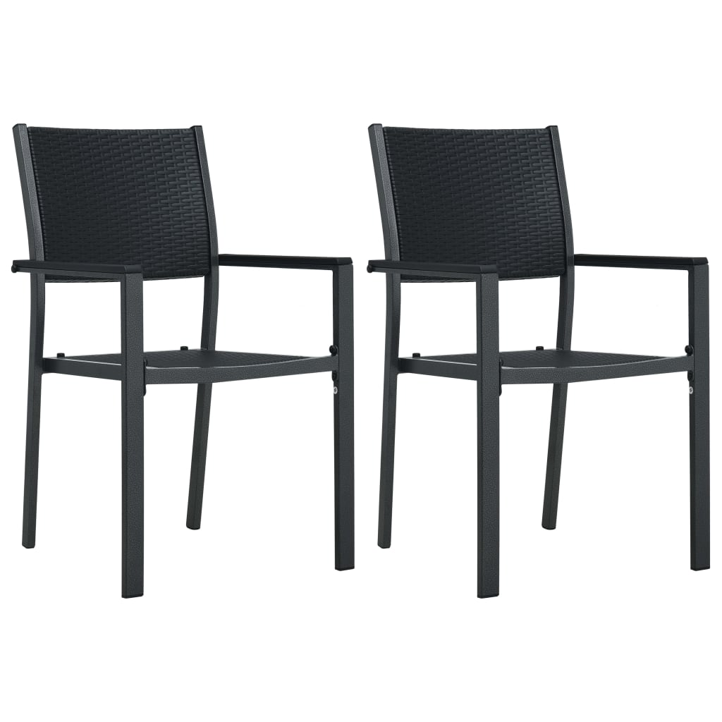 vidaXL Gartenstühle 2 Stk. Schwarz Kunststoff Rattan-Optik